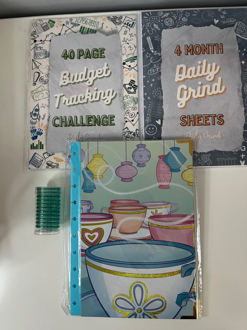 Daily Tracking & Budget Tracking Notebook Set — Teal, Pink, Yellow